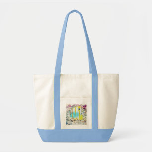 Vintage Drawing of Blue Yellow Fish in Sea T-Shirt Tote Bag