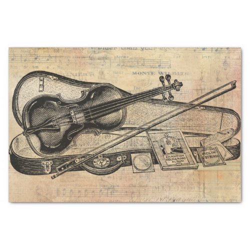 Vintage Drawing Of Violin On Sheet Music Decoupage
