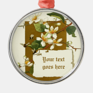 Vintage drawing of white flowers ornament