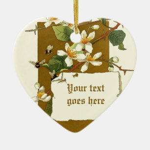 Vintage drawing of white flowers ornament