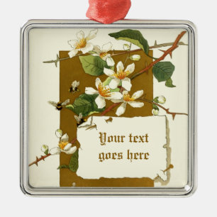 Vintage drawing of white flowers ornament