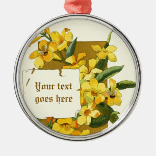 Vintage drawing of yellow jasmine ornament