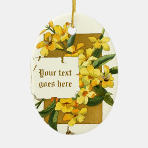 Vintage drawing of yellow jasmine ornament