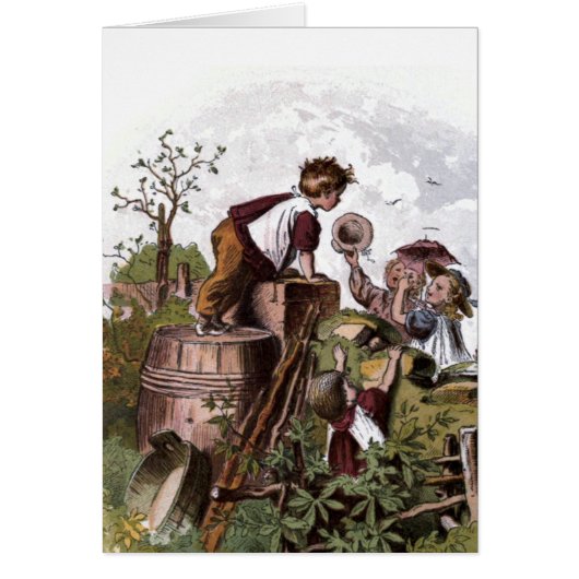 Vintage Drawing:  Playing Children (Front)