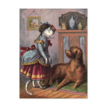 Vintage Drawing: Puss in full dress