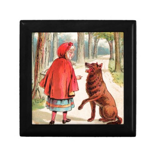 Vintage Drawing Red Riding Hood and the Wolf Jewelry Box