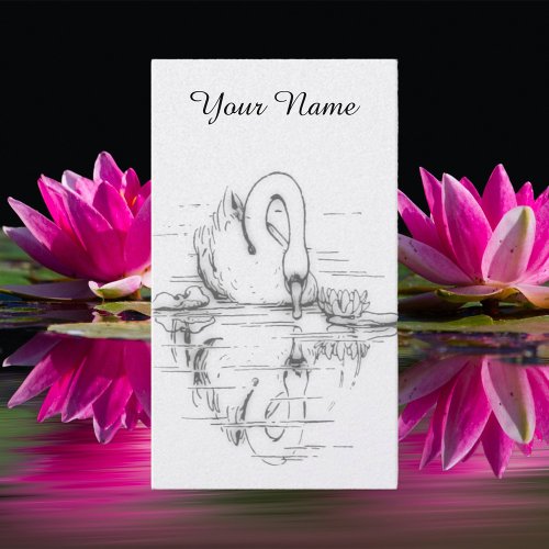 Vintage drawing _  Swan reflection _ blackwhite Business Card