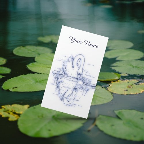 Vintage drawing _  Swan reflection _ Business Card