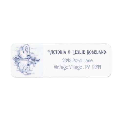 Vintage drawing _  Swan reflection Label
