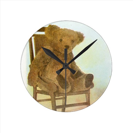 Vintage Drawing Teddy Bear On A Chair Round Clock Zazzle Com Are you searching for teddy bear png images or vector? zazzle
