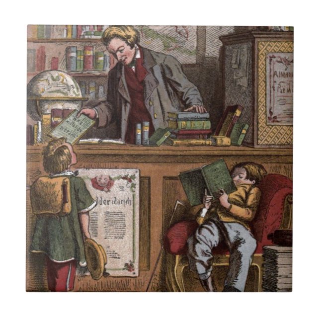 Vintage Drawing: The Antique Bookstore Tile (Front)