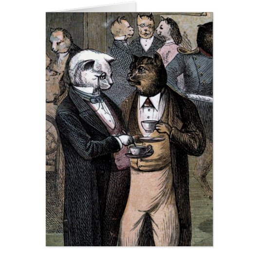 Vintage Drawing: The Cats Teaparty Cards (Front)