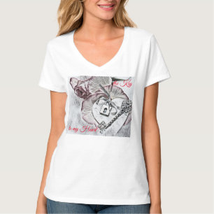 Vintage Drawing "The Key to my Heart" text T-Shirt