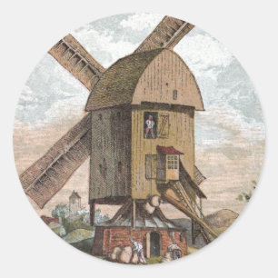 Vintage Drawing: The Old Mill Classic Round Sticker