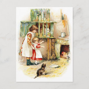 Vintage Drawing: The Rabbit Hutch Postcard