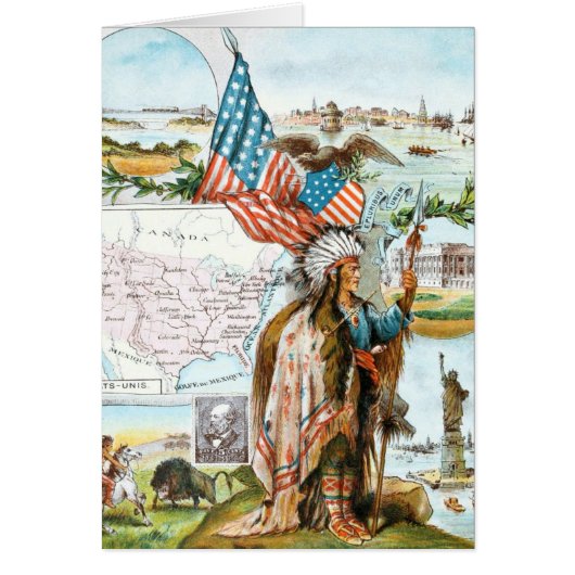 Vintage Drawing: USA Collage Cards (Front)