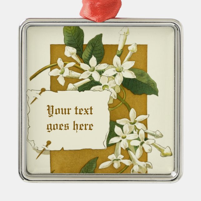 Vintage drawing white jasmine ornament (Front)