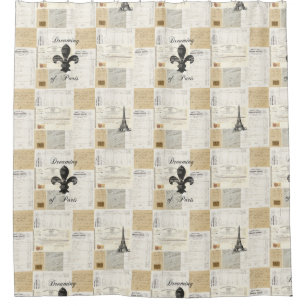Vintage Dreaming Paris French Ephemera Shower Shower Curtain