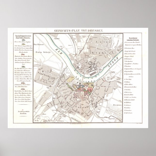 Vintage Dresden Germany Map 1849 Poster (Front)