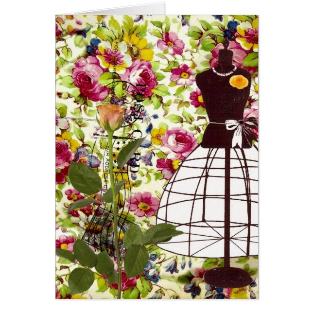 Vintage Dress Form and Flowers Cards (Front)