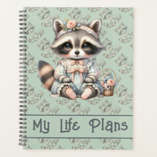 Vintage Dressed Cottagecore Raccoon Pastel Binder Planner