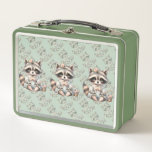 Vintage Dressed Cottagecore Raccoon Pastel Metal Lunch Box
