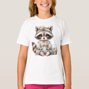 Vintage Dressed Cottagecore Raccoon Pastel T-Shirt