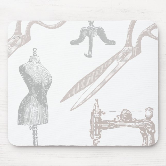vintage dressmaker and sewing theme mouse pad (Front)