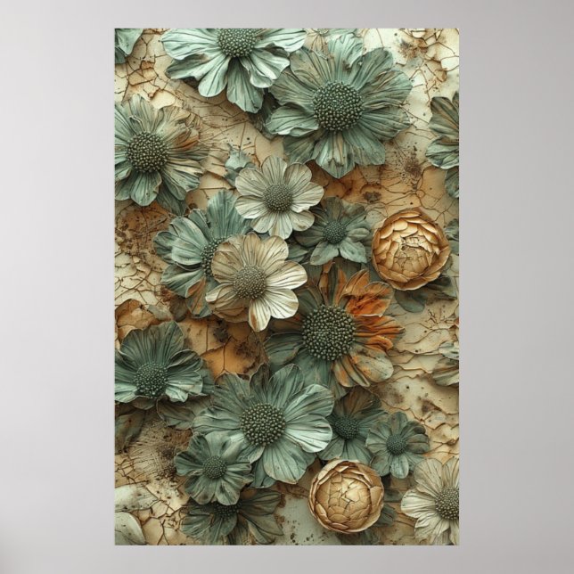 Vintage Dried Floral Pattern: Textured Botanical Poster (Front)