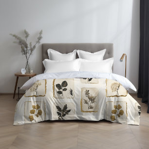 Vintage dried pressed wildflowers herbal botanical duvet cover