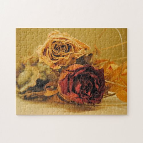 Vintage Dried Roses Flower Bouquet Beautiful Image Jigsaw Puzzle