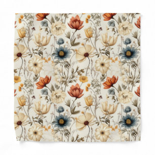 Vintage Dried Wildflower Navy Terracotta Bandana