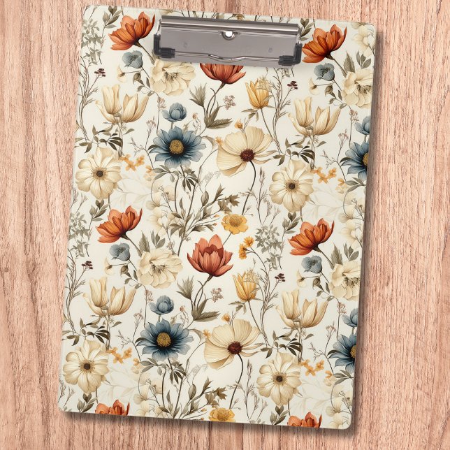 Vintage Dried Wildflower Navy Terracotta Clipboard (Creator Uploaded)