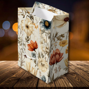 Vintage Dried Wildflower Navy Terracotta Medium Gift Bag
