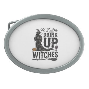 Vintage Drink Up Witches Halloween Shirt Design_1 Belt Buckle