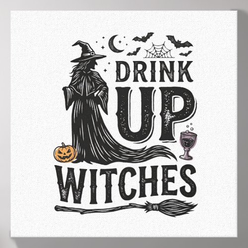 Vintage Drink Up Witches Halloween Shirt Design_1 Canvas Photo Tile