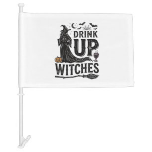 Vintage Drink Up Witches Halloween Shirt Design_1 Car Flag