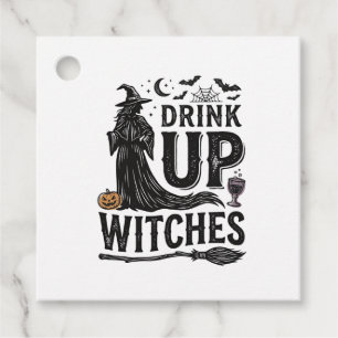 Vintage Drink Up Witches Halloween Shirt Design_1 Favor Tags