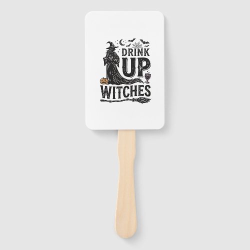 Vintage Drink Up Witches Halloween Shirt Design_1 Hand Fan