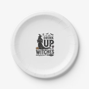 Vintage Drink Up Witches Halloween Shirt Design_1 Paper Plates
