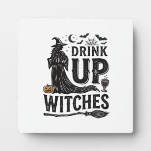 Vintage Drink Up Witches Halloween Shirt Design_1 Plaque