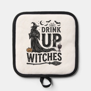 Vintage Drink Up Witches Halloween Shirt Design_1 Pot Holder