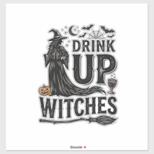 Vintage Drink Up Witches Halloween Shirt Design_1 Sticker
