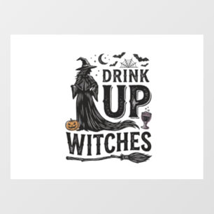 Vintage Drink Up Witches Halloween Shirt Design_1 Window Cling