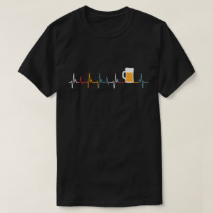 Vintage Drinking Gift Beer Heartbeat Men Women T-Shirt
