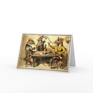 Vintage Drinking Rats Holiday Card