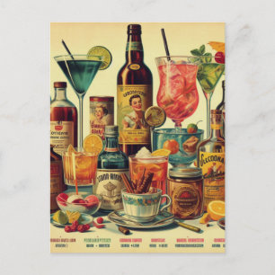 Vintage Drinks Beverage Illustration Postcard