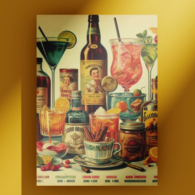 Vintage Drinks Beverage Illustration Postcard (Creator Uploaded)
