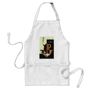 Vintage Drinks Beverages Coffee Pot with Cups Adult Apron