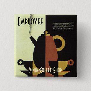 Vintage Drinks Beverages Coffee Pot with Cups Button